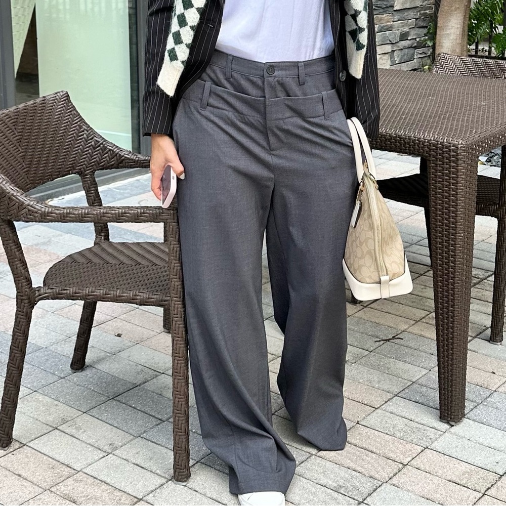 Sans Souci Gray Wide-Leg Dress Pants -